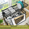 Wholesale Supplies 2 Tiers 201 Stainless Steel Over The Sink kitchen Dish Rack for Storage Drying Tableware